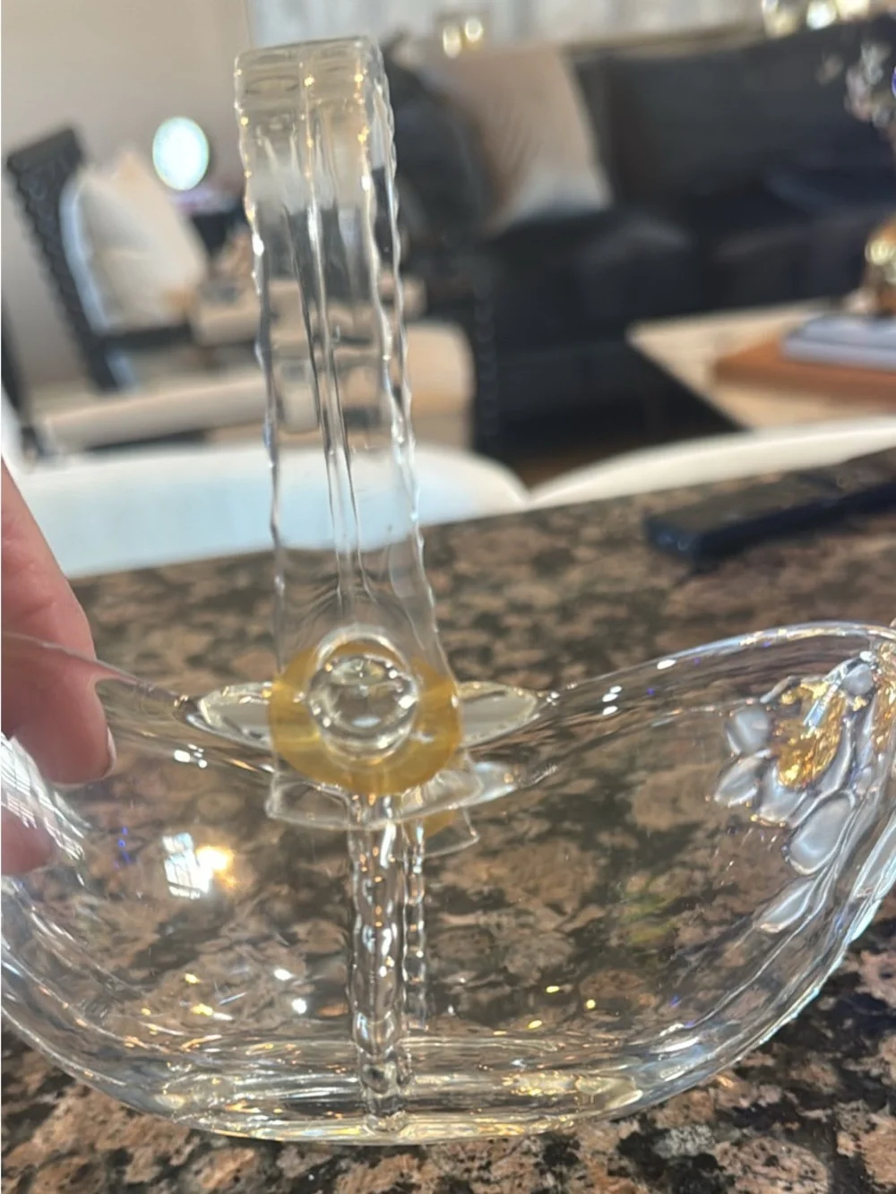 Mikasa Clear Glass Basket: Gold Roses & Frosted Leaves Decor